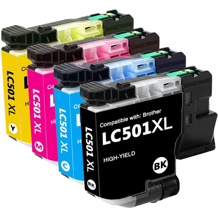 Brother Compatible LC501XL High Yield Black, Cyan, Magenta, Yellow Ink Cartridges