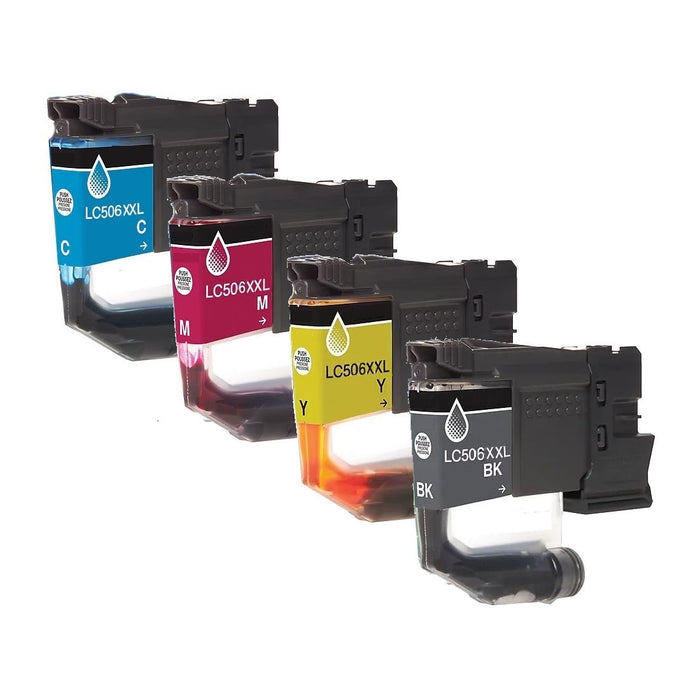 Compatible Brother LC506XL Inkjet Cartridges, Black, Cyan, Magenta, Yellow High Yield
