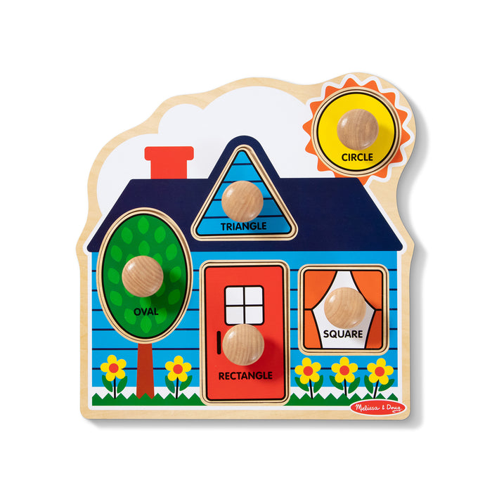 Melissa & Doug LCI2053 First Shapes Jumbo Knob Wooden Puzzle - 5 Pieces