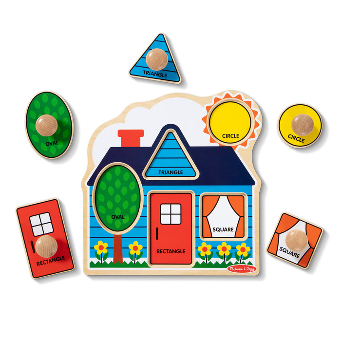 Melissa & Doug LCI2053 First Shapes Jumbo Knob Wooden Puzzle - 5 Pieces