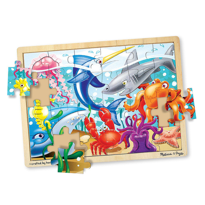 Melissa & Doug LCI2938 Under the Sea Wooden Jigsaw Puzzle, 12" x 16", 24 Pieces