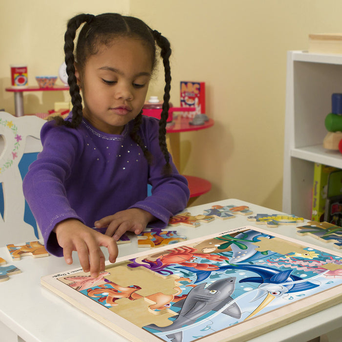 Melissa & Doug LCI2938 Under the Sea Wooden Jigsaw Puzzle, 12" x 16", 24 Pieces