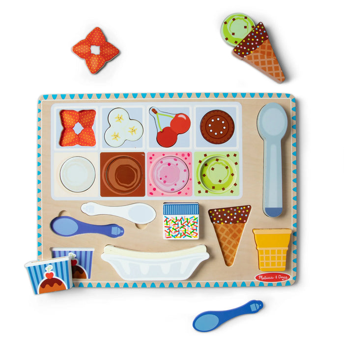 Melissa & Doug LCI31006 Wooden Magnetic Ice Cream Puzzle & Play Set