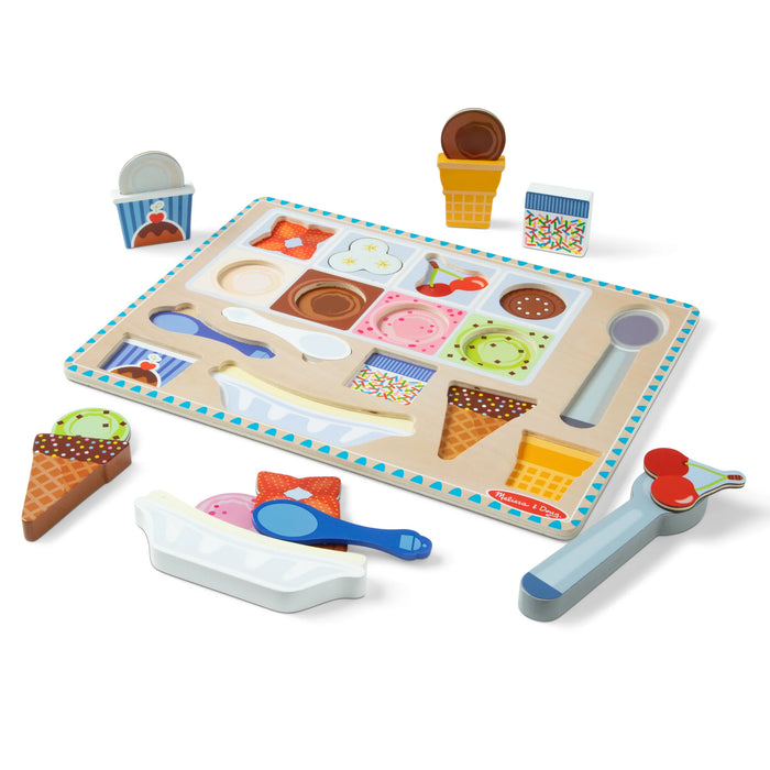 Melissa & Doug LCI31006 Wooden Magnetic Ice Cream Puzzle & Play Set