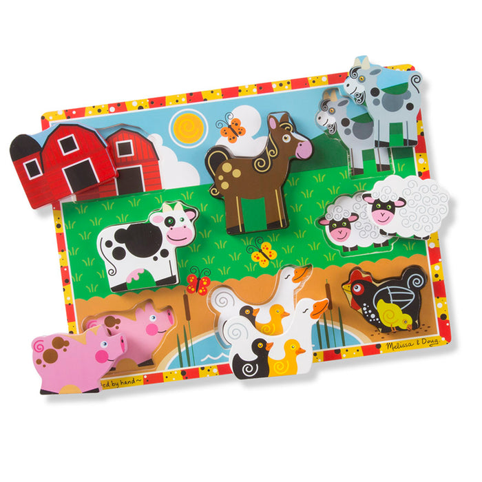Melissa & Doug LCI3723 Farm Animals Chunky Puzzle, 9" x 12", 8 Pieces