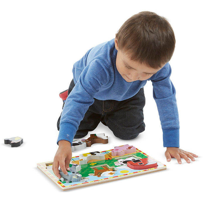 Melissa & Doug LCI3723 Farm Animals Chunky Puzzle, 9" x 12", 8 Pieces