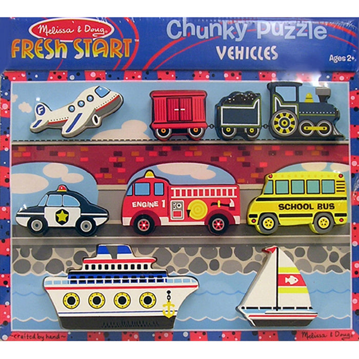 Melissa & Doug LCI3725 Vehicles Chunky Puzzle, 9" x 12", 9 Pieces