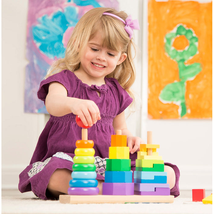 Melissa & Doug LCI567 Geometric Stacker Toddler Toy, 25 Pieces