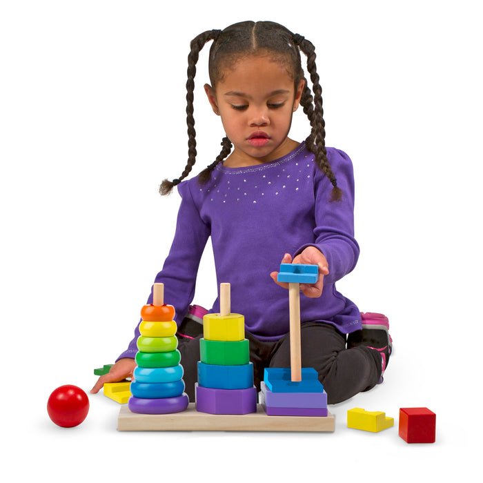 Melissa & Doug LCI567 Geometric Stacker Toddler Toy, 25 Pieces