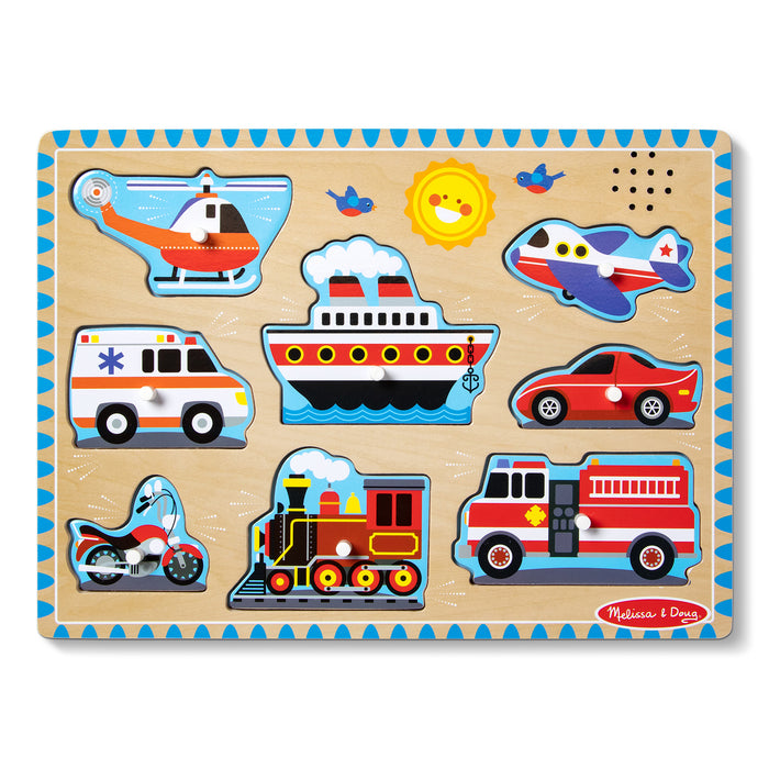 Melissa & Doug LCI725 Vehicles Sound Puzzle, 8 Pieces