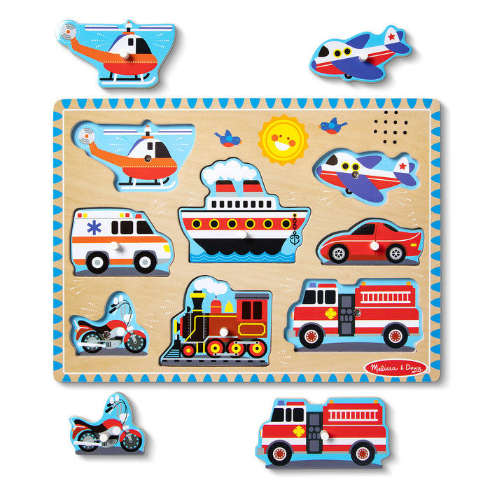 Melissa & Doug LCI725 Vehicles Sound Puzzle, 8 Pieces
