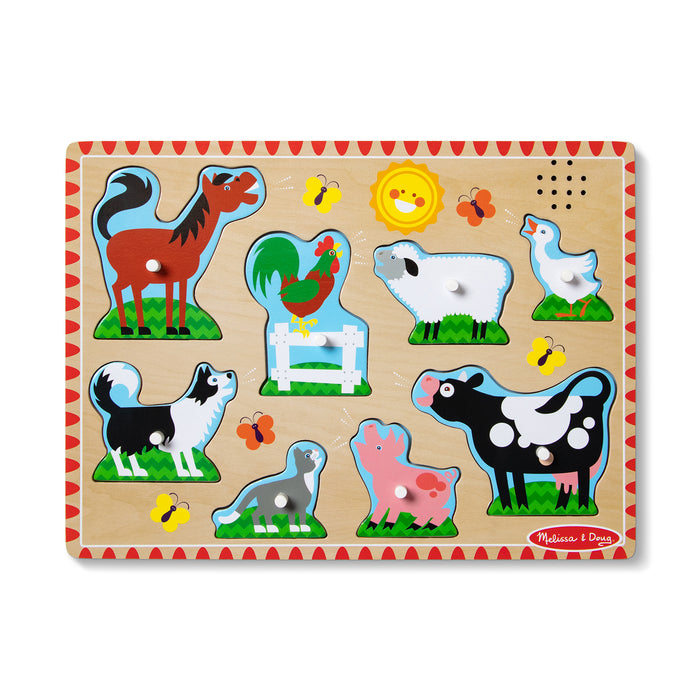 Melissa & Doug LCI726 Farm Animals Sound Puzzle - 8 Pieces
