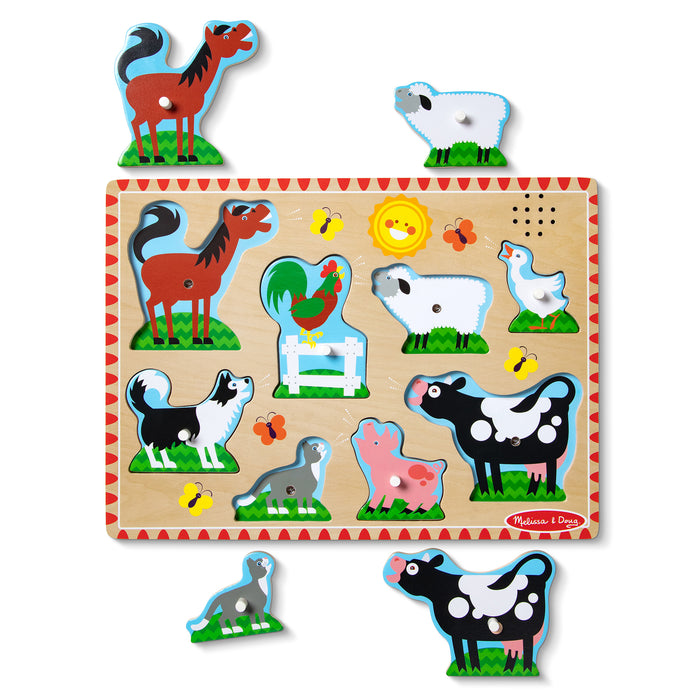 Melissa & Doug LCI726 Farm Animals Sound Puzzle - 8 Pieces