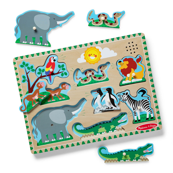 Melissa & Doug LCI727 Zoo Animals Sound Puzzle, 8 Pieces