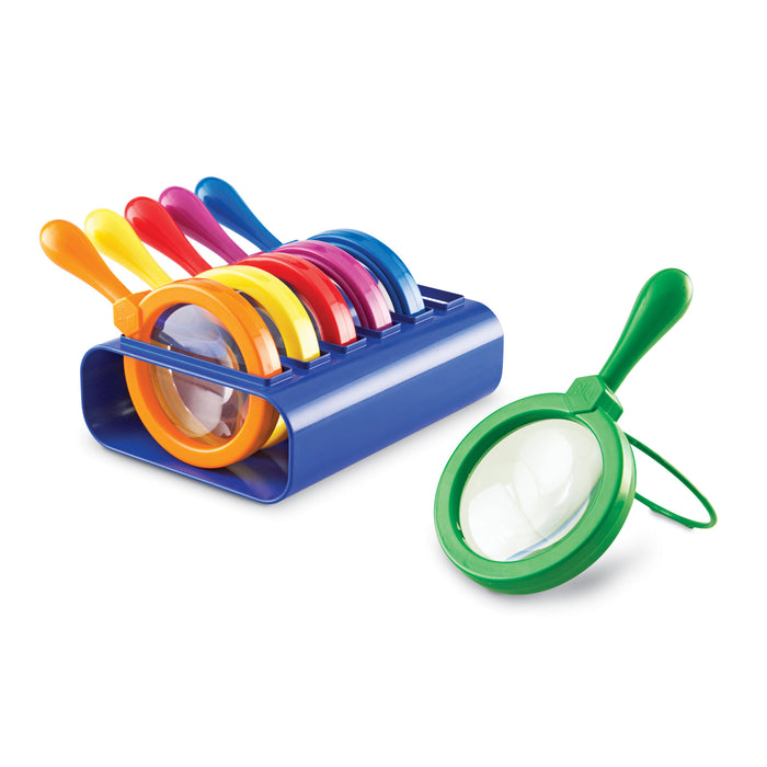 Learning Resources LER2884 Primary Science Jumbo Magnifiers, Set of 6 with Stand