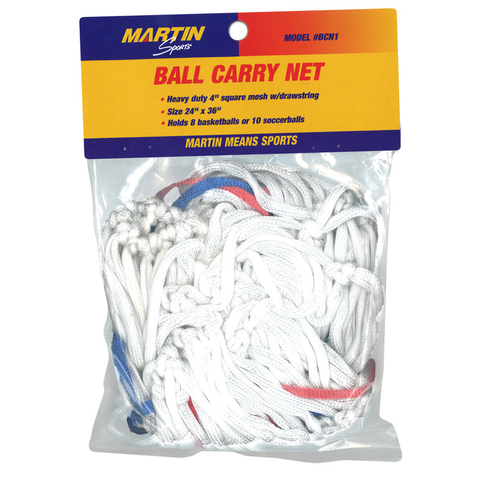 Martin Sports MASBCN1 Ball Carry Net Bag with Drawstring, 24" x 36"