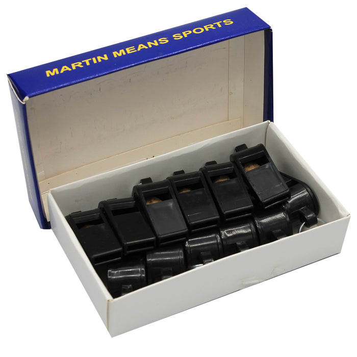 Martin Sports MASP20 Black Plastic Whistles, Set of 12