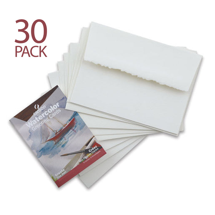 Canson MCXC100511542 Montval Watercolor Cards & Envelopes, 140lb/300gsm, 30 Sheet, 5x7 inch, 1 Count