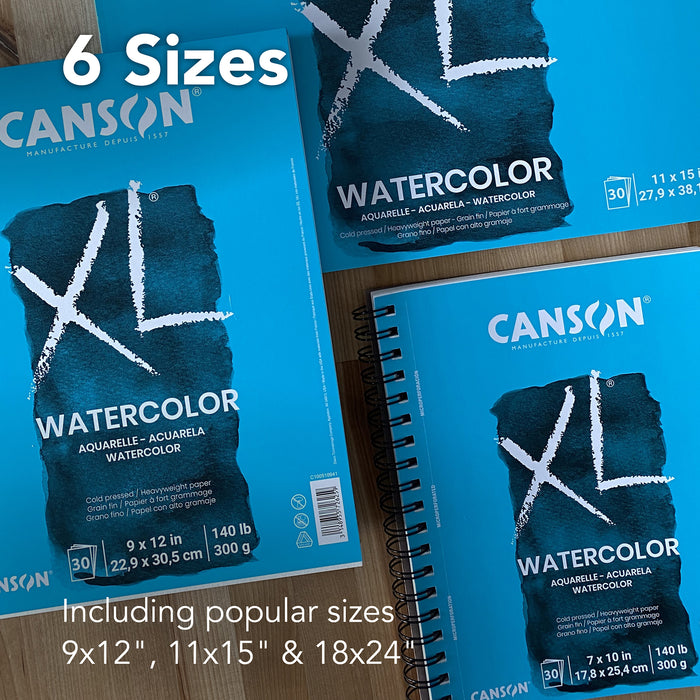 Canson MCXC40007742506 XL Series Watercolor Pad, Heavyweight White Paper, Side Wire Binding, 30 Sheet, 7x10 inch, 1 Count
