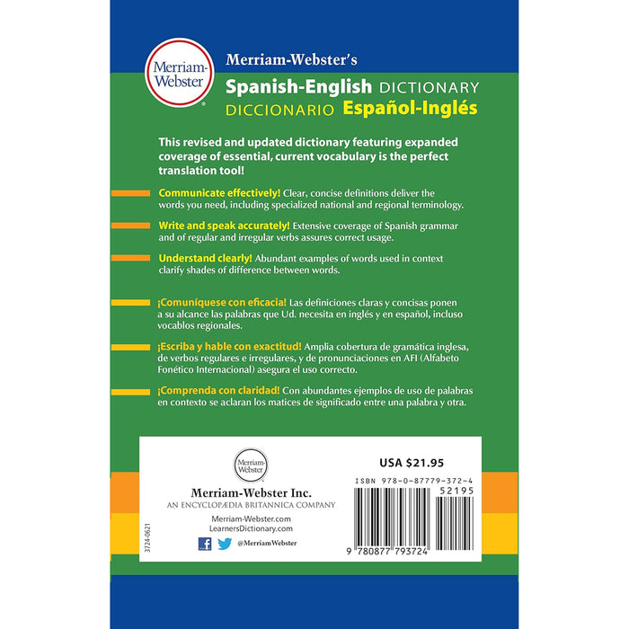 Merriam-Webster MW-3724 Merriam-Webster's Spanish-English Dictionary, Hardcover