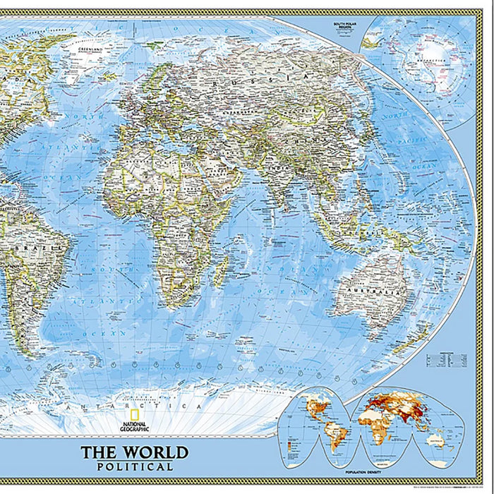 National Geographic NGMRE00622003 World Classic Map, Enlarged and Laminated, 69.25" x 48"