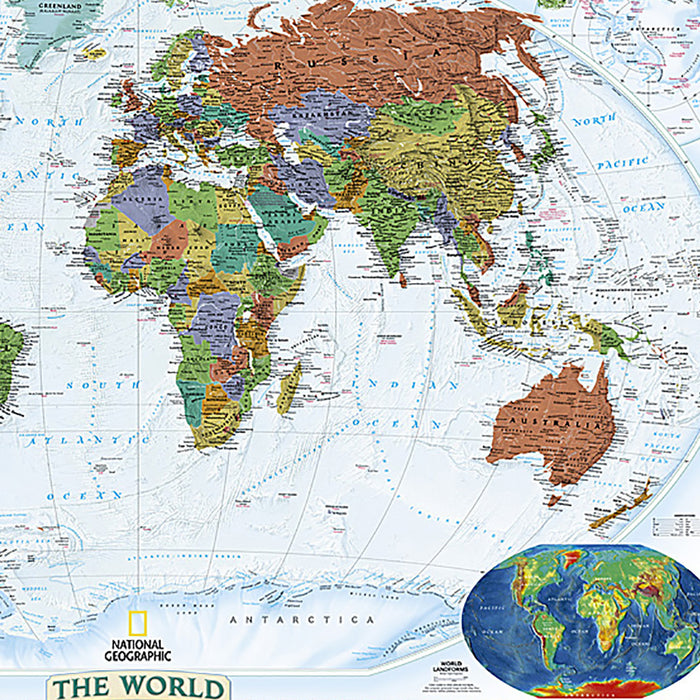 National Geographic NGMRE00622080 World Decorator Map, Enlarged and Laminated, 73" x 48"