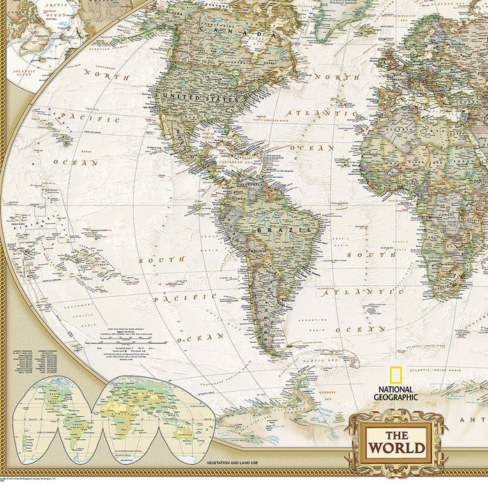 National Geographic NGMRE00622088 World Executive Map, Enlarged and Laminated, 73" x 48"