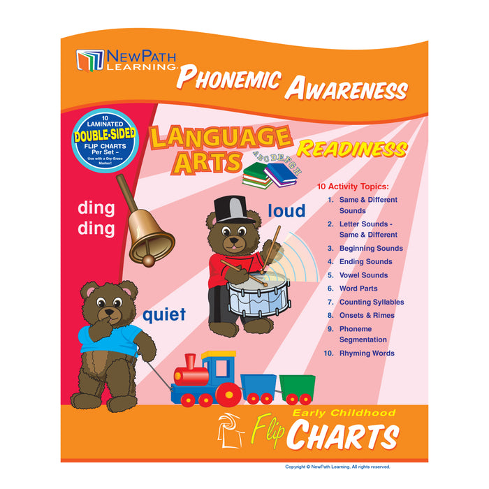 NewPath Learning NP-320023 Early Childhood ELA Readiness Flip Chart, Phonemic Awareness