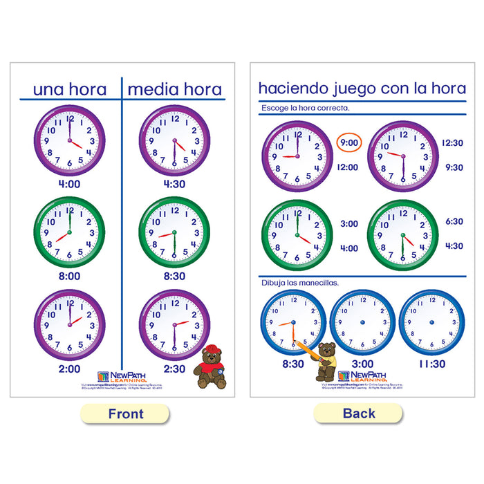 NewPath Learning NP-930325 Time & Money Bulletin Board Charts, Set of 6, Spanish Edition