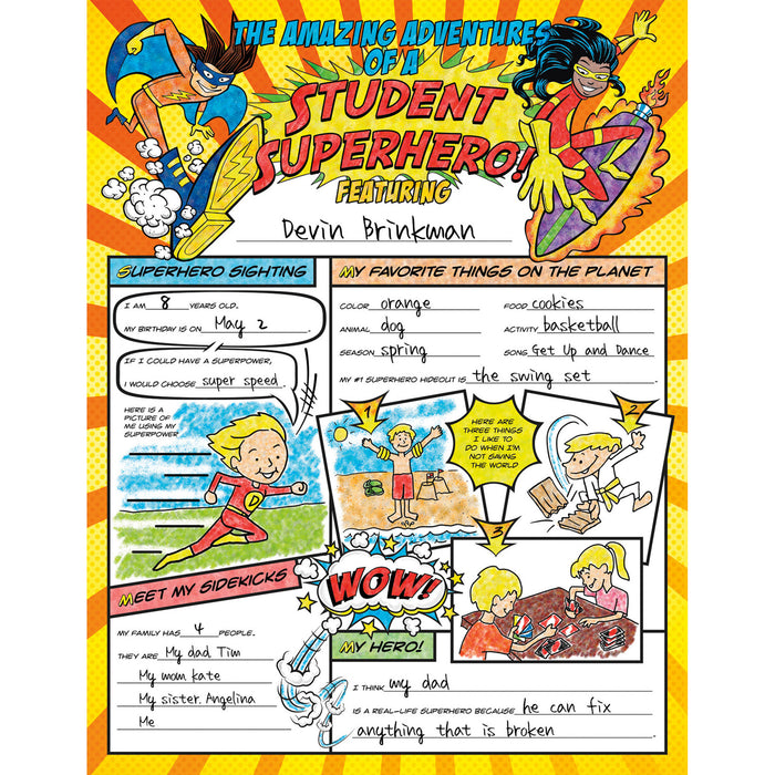 North Star Teacher Resources NST3092 Fill Me In: Student Superhero, Pack of 32