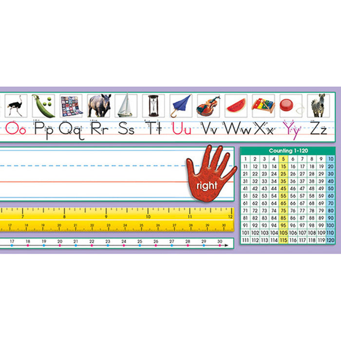 North Star Teacher Resources NST9040 Adhesive Primary Traditional Manuscript Desk Plates, 17.5" x 4", Pack of 36