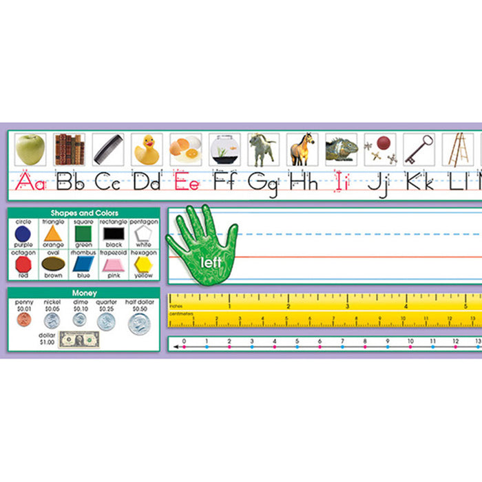 North Star Teacher Resources NST9040 Adhesive Primary Traditional Manuscript Desk Plates, 17.5" x 4", Pack of 36