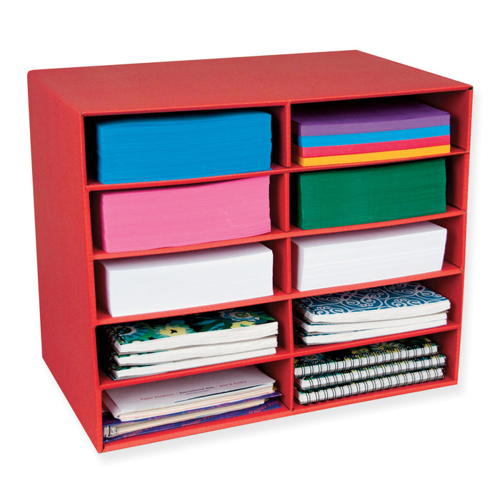 Classroom Keepers PAC001314 10-Shelf Organizer, Red, 17"H x 21"W x 12-7/8"D, 1 Organizer