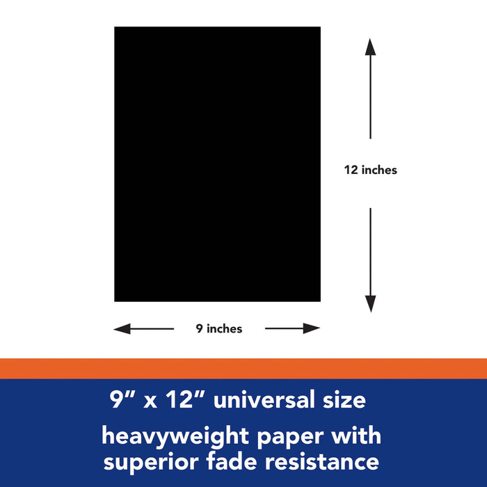 Tru-Ray PAC103029 Construction Paper, Heavyweight, Black, 9" x 12", 50 Sheets