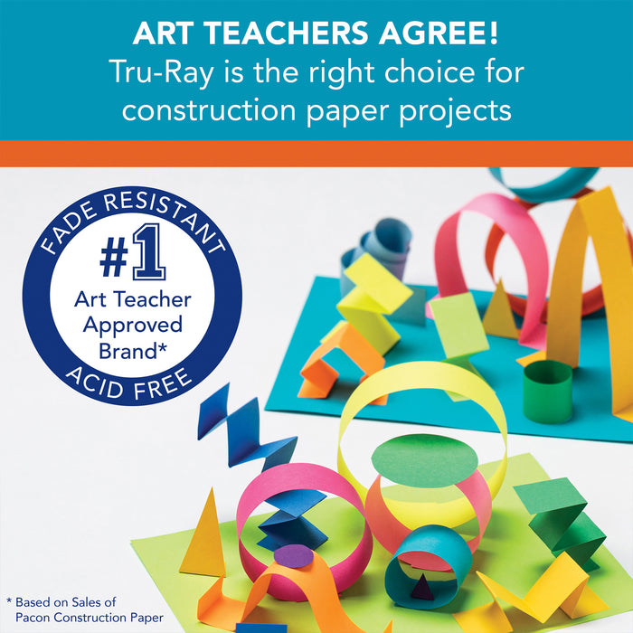 Tru-Ray PAC103061 Construction Paper, Heavyweight, Black, 12" x 18", 50 Sheets