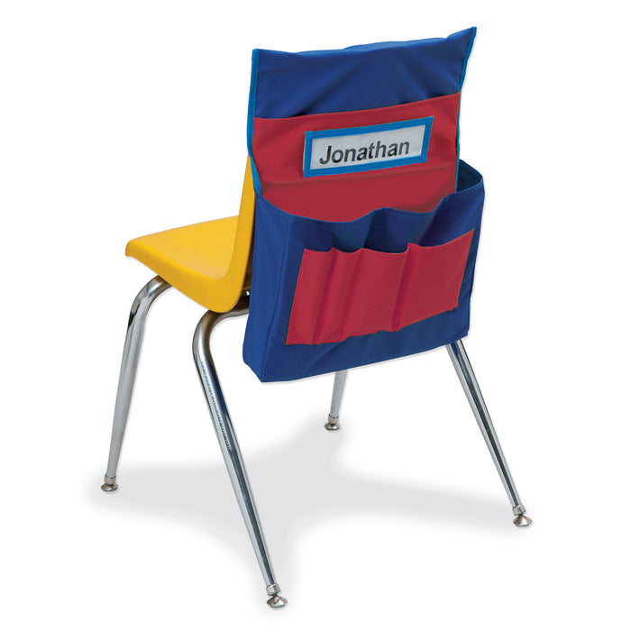 Pacon PAC20060 Chair Storage Pocket Chart, Blue & Red, 18-1/2"H x 14-1/2"W x 2-1/2"D, 1 Chart