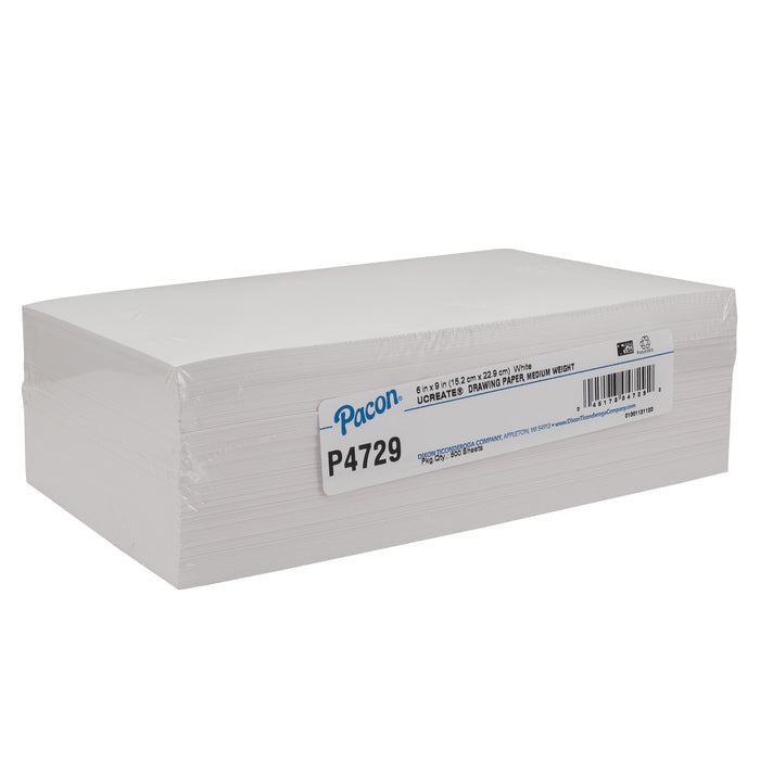 Pacon PAC4729 Drawing Paper, White, Medium Weight, 50lb., 6" x 9", 500 Sheets