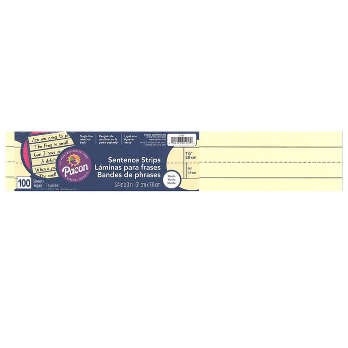 Pacon PAC5157 Sentence Strips, Manila, 3" x 24", 100 Strips
