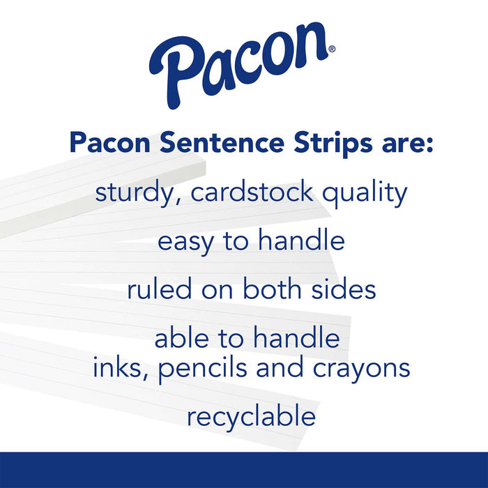 Pacon PAC5157 Sentence Strips, Manila, 3" x 24", 100 Strips