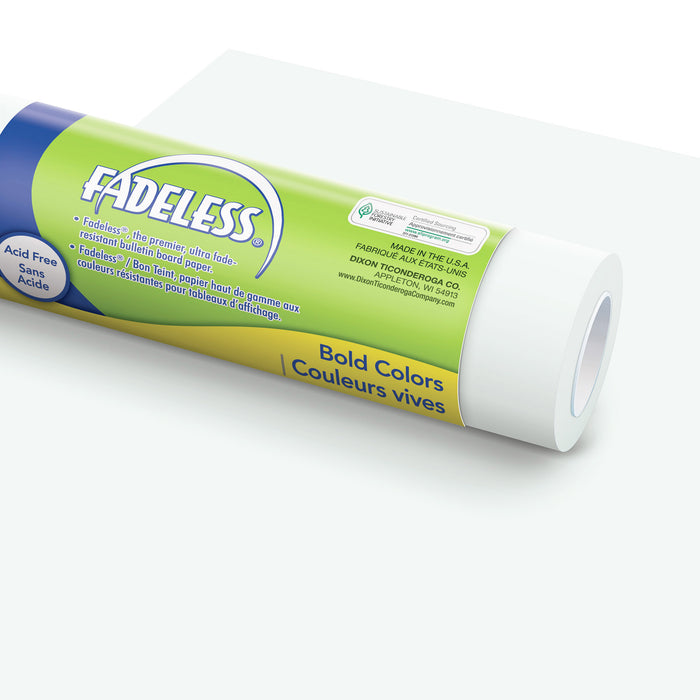 Fadeless PAC57018 Bulletin Board Art Paper, White, 48" x 12', 4 Rolls