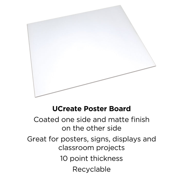 UCreate PACCAR13841 Poster Board, White 10pt., 22" x 28", 50 Sheets