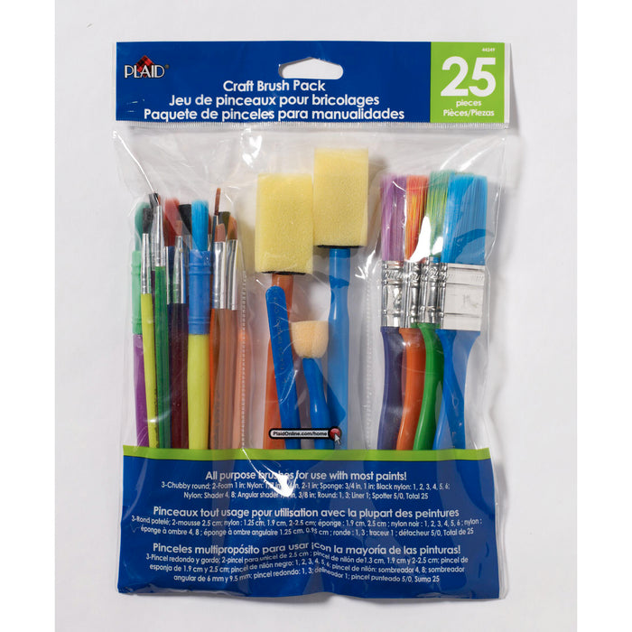 Plaid PDE44249 Craft Brush Pack, Assorted Shapes & Sizes, 25-Piece Set