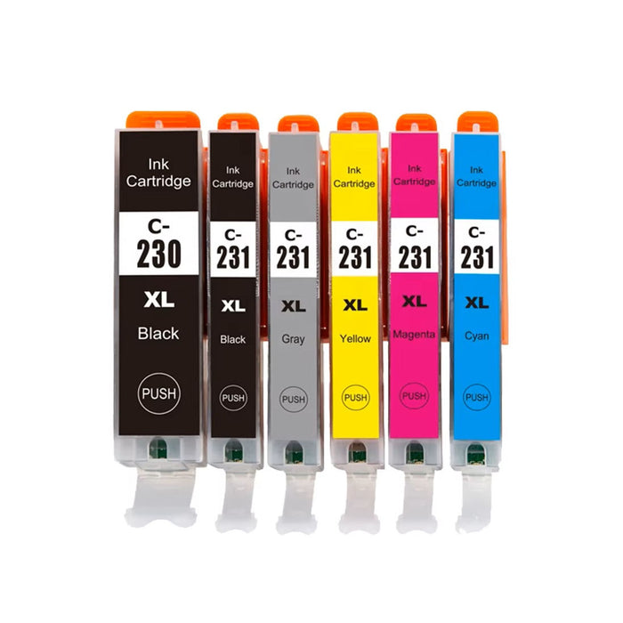 Compatible Black, Cyan, Magenta, Yellow Canon CLI-231 PGI-230 Ink Cartridges