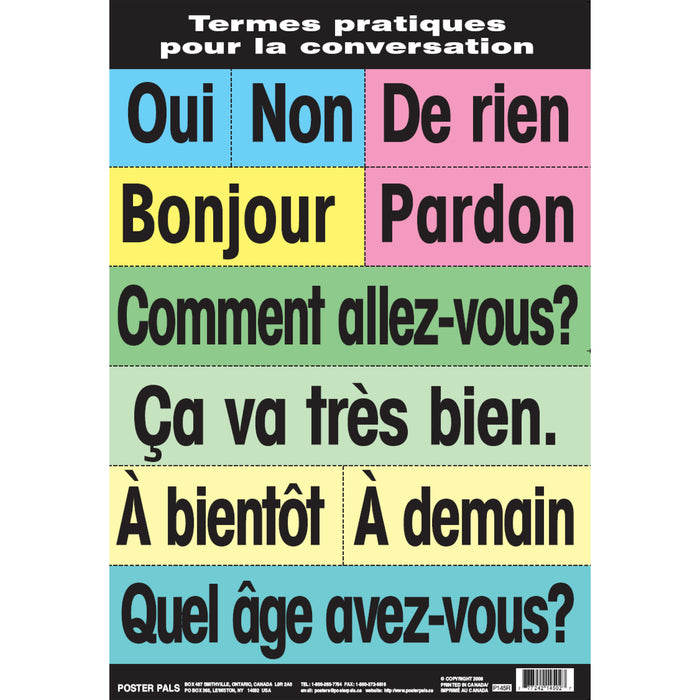 Poster Pals PSZP145R French High-Frequency Vocab Card Set