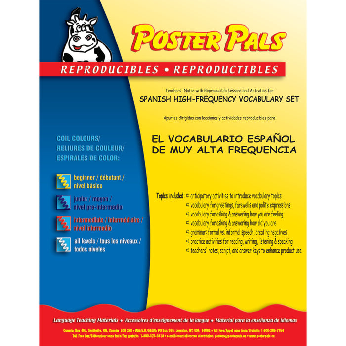 Poster Pals PSZP245R Spanish High-Frequency Vocab Card Set