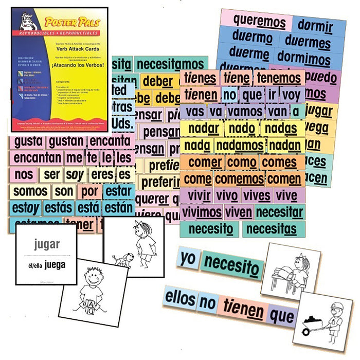 Poster Pals PSZP255 Verb Attack Card Set, Spanish