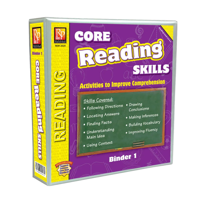 Remedia Publications REM2020 Core Reading Skills Program: Binder 1