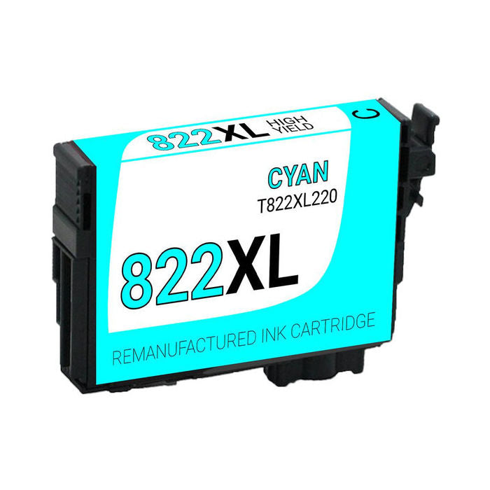 Remanufactured Epson T822XL220S (T822XL) Cyan Ultra High-Yield Ink Cartridge