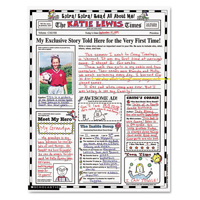 Scholastic Teaching Solutions SC-0439152917 Instant Personal Poster Sets: Extra, Extra, Read All About Me!, Set of 30