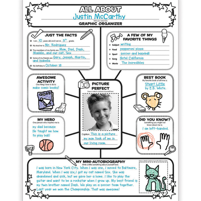 Scholastic Teaching Solutions SC-0545015375 Graphic Organizer Poster, All-About-Me Web, Grades 3-6